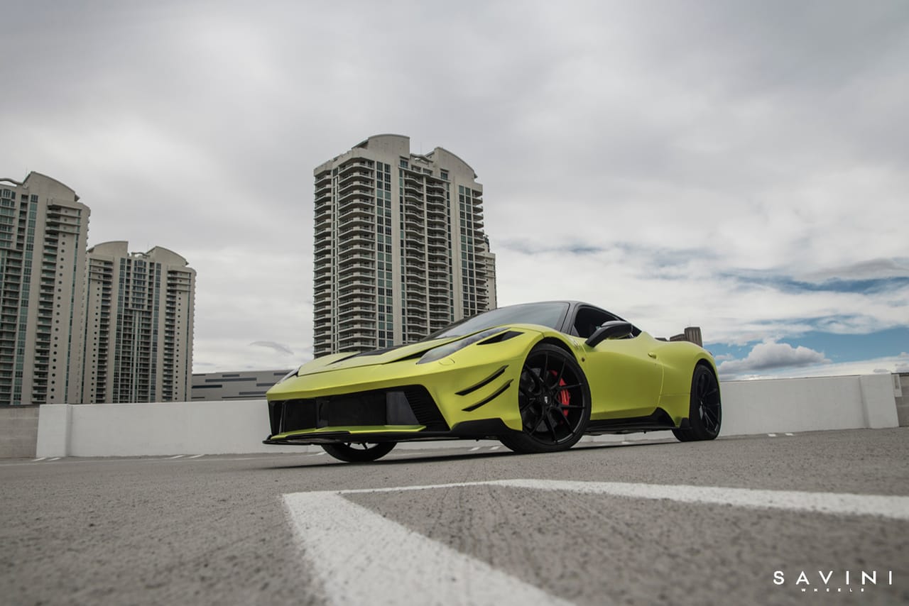 FERRARI 458 on Savini BM14 GLOSS BLACK forged wheels