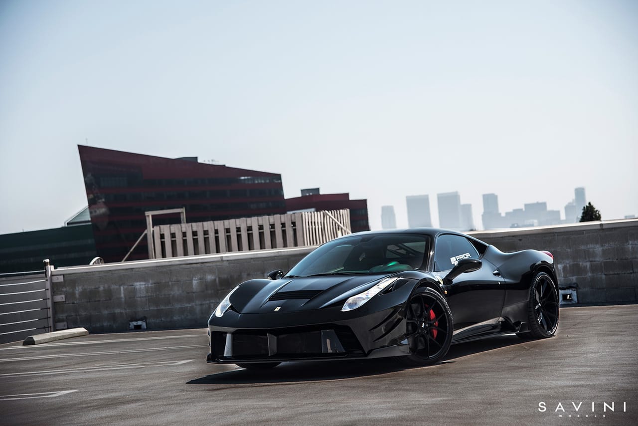 FERRARI 458 on Savini BM14 GLOSS BLACK forged wheels