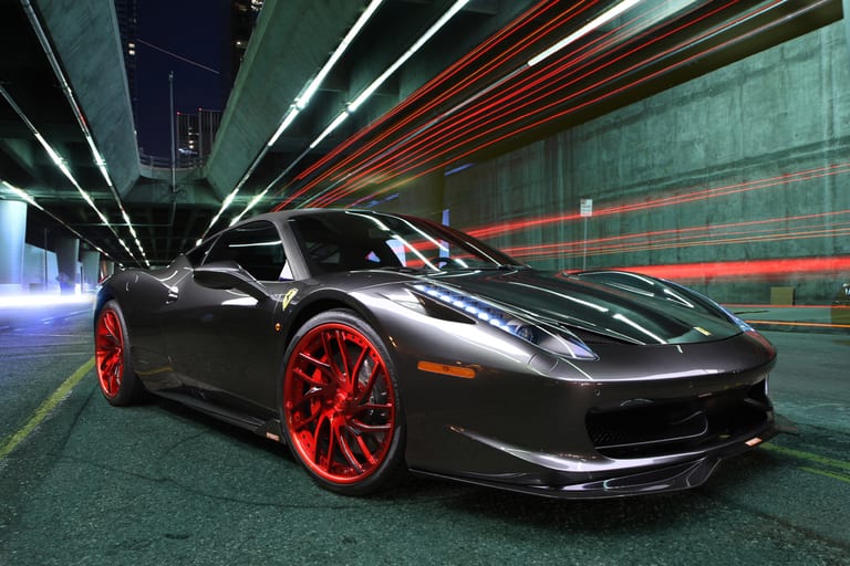 Ferrari 458 on Savini SV62XC in Brushed Candy Red with Black Accents