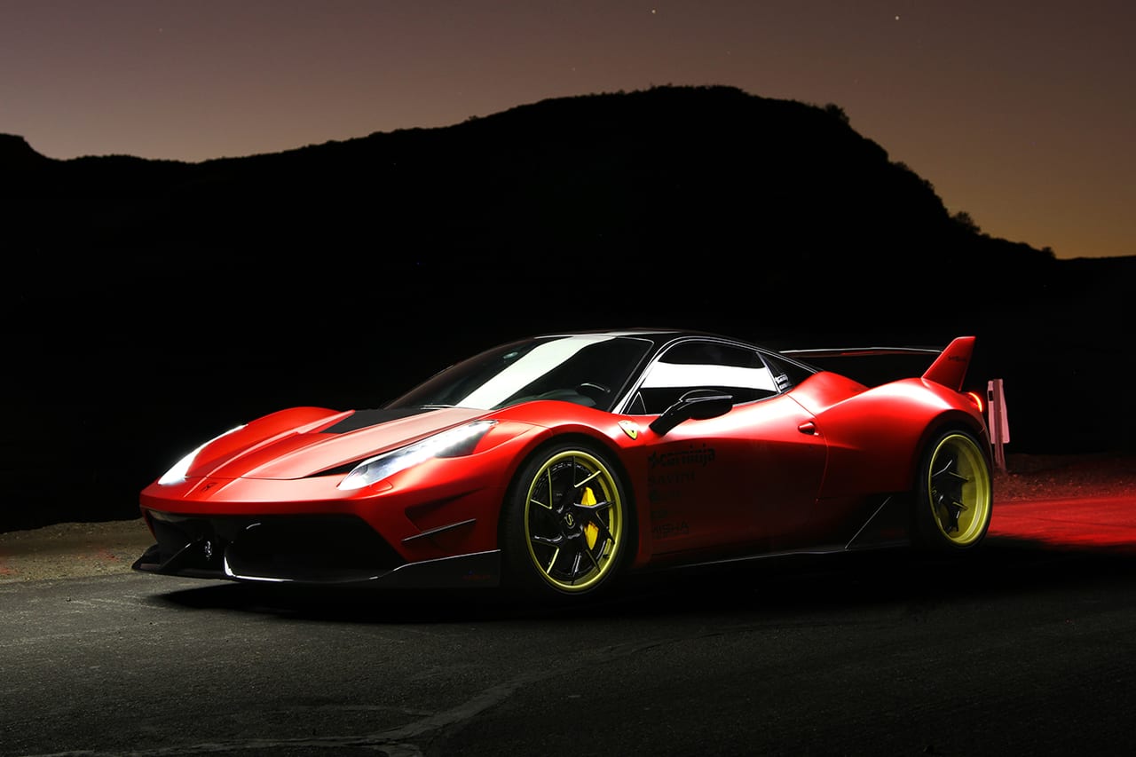 Ferrari 458 Misha Widebody on Savini SV67L in Matte Black with Matte Gold Accents