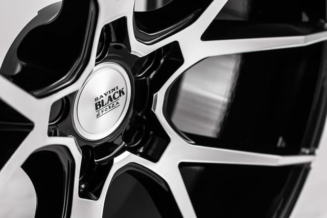 Machined Black finish on the Savini BM14 Machined Black forged wheel