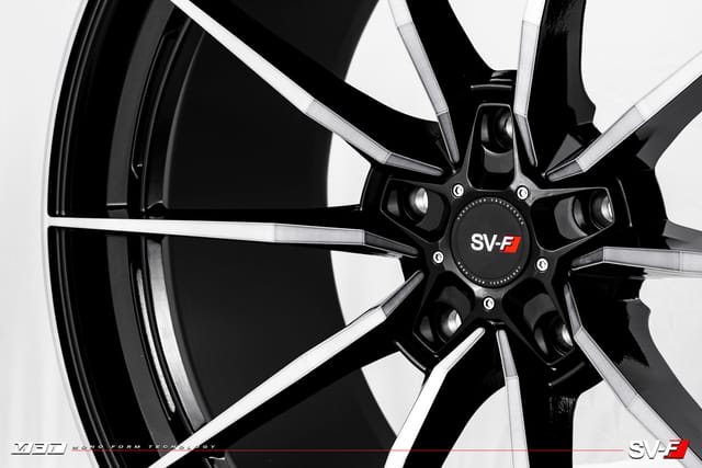 Brushed Double Dark Tint Gloss Black finish on a Savini forged wheel