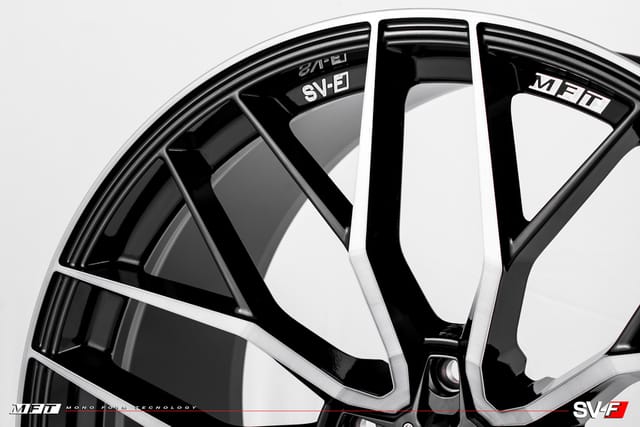 Double Dark Tint Gloss Black finish on a Savini forged wheel