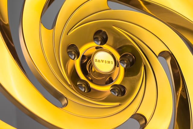 Gold finish on a Savini forged wheel