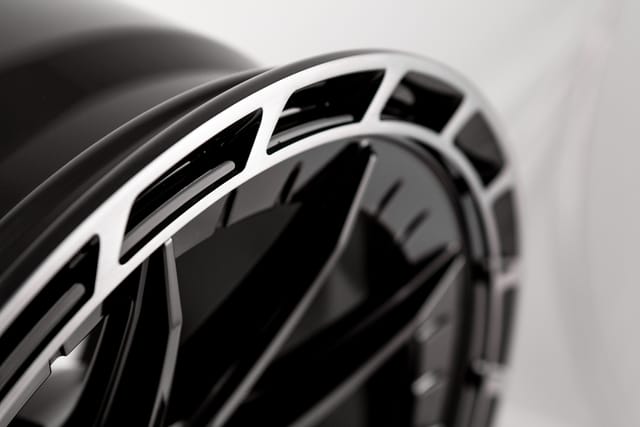 Gloss Black Double Dark Tint finish on the Savini R1 Gloss Black with Double Dark Tint forged wheel