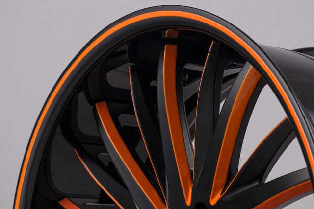 Matte Black Orange Details finish on the Savini SV64 XC forged wheel