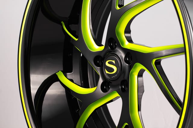 Black Green finish on the Savini SV67 XLT forged wheel
