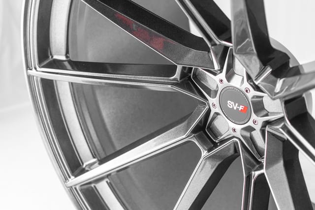 Gloss Graphite finish on the Savini SV-F4 Gloss Graphite forged wheel