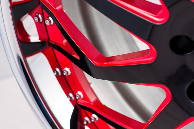 Red Black Accents finish on the Savini Trento forged wheel