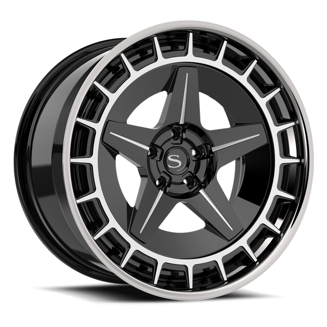 Savini SP-10L · hyperion sp 10 gloss black brushed face with chrome lip · angle 01