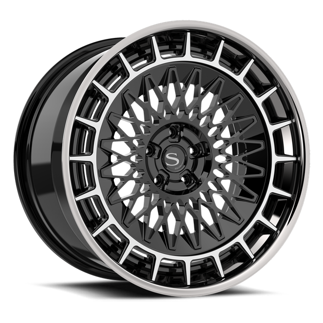 Savini SP-11L · hyperion sp 11 gloss black brushed face with chrome lip · angle 01