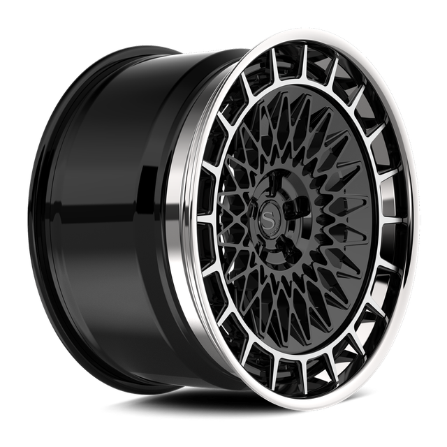 Savini SP-11L · hyperion sp 11 gloss black brushed face with chrome lip · angle 02