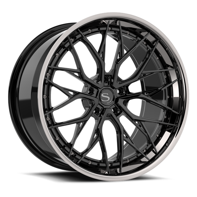 Savini SP-12L · hyperion sp 12 gloss black with chrome lip · angle 01