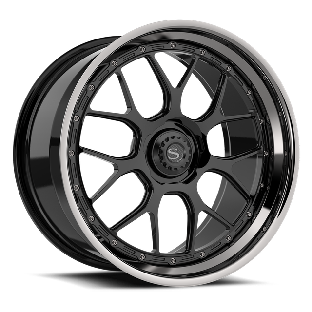 Savini SP-13L · hyperion sp 13 gloss black with chrome lip · angle 01