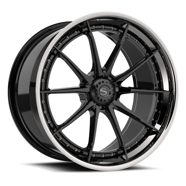 Savini SP-16L · hyperion sp 16 gloss black with chrome lip · angle 01