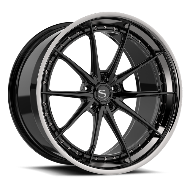 Savini SP-17L · hyperion sp 17 gloss black with chrome lip · angle 01