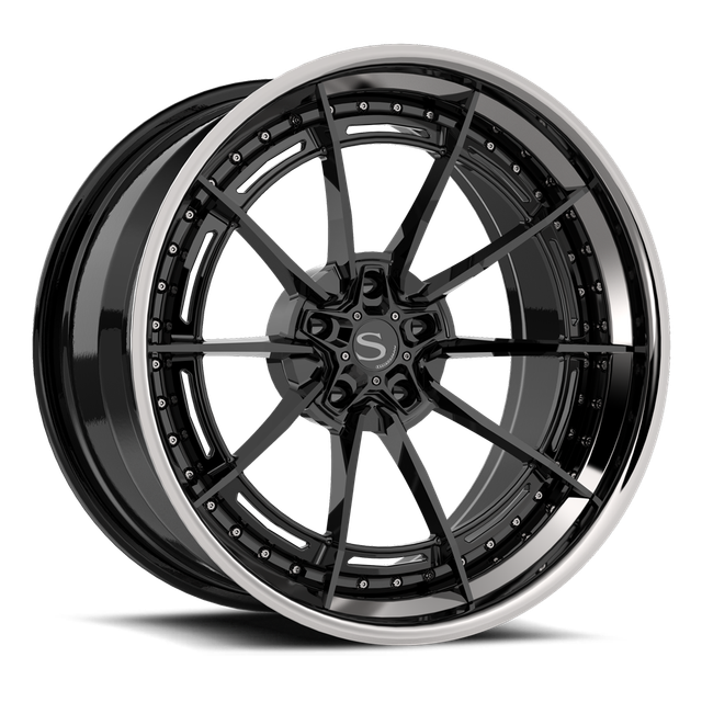 Savini SP-18L · hyperion sp 18 gloss black with chrome lip · angle 01