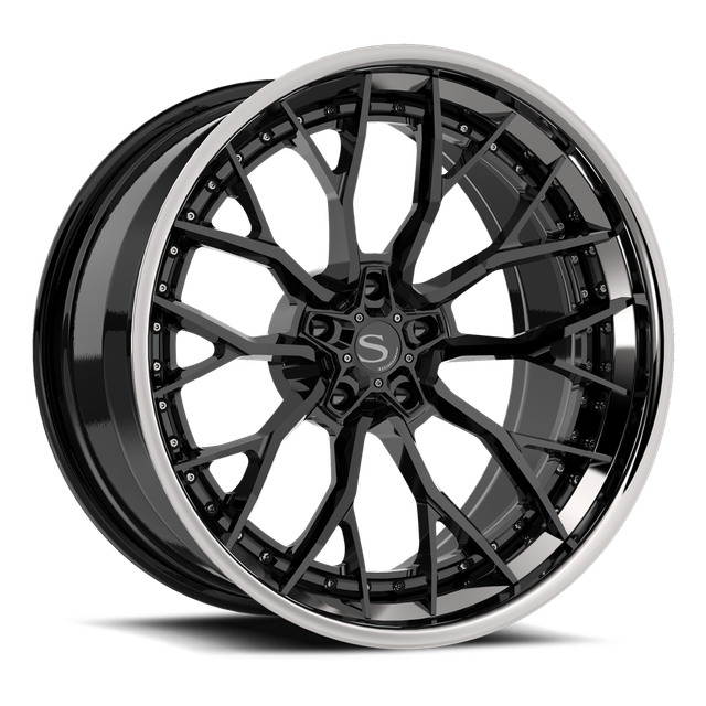 Savini SP-19L · hyperion sp 19 gloss black with chrome lip · angle 01