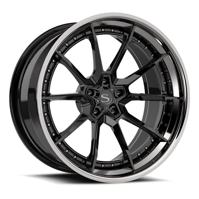 Savini SP-21L · hyperion sp 21 gloss black with chrome lip · angle 01