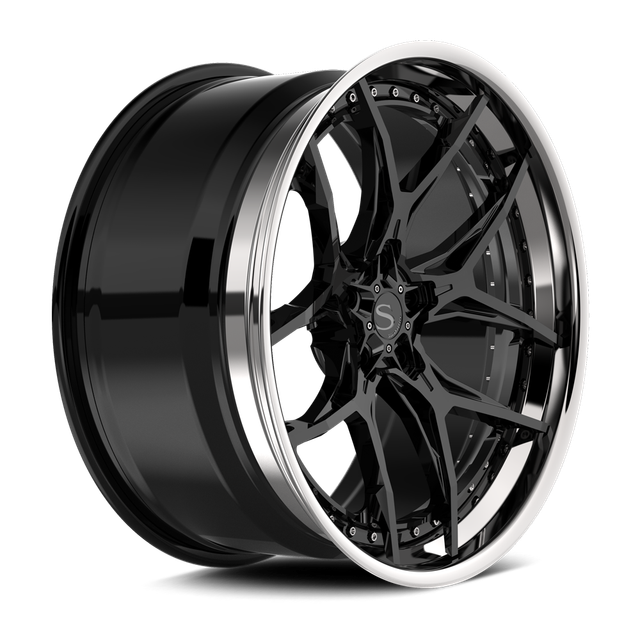 Savini SP-22L · hyperion sp 22 gloss black with chrome lip · angle 02