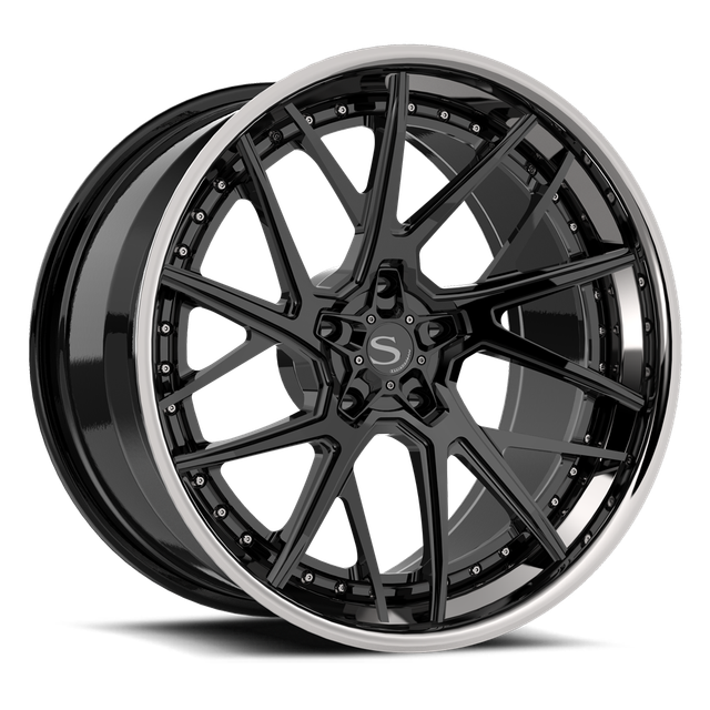 Savini SP-23L · hyperion sp 23 gloss black with chrome lip · angle 01