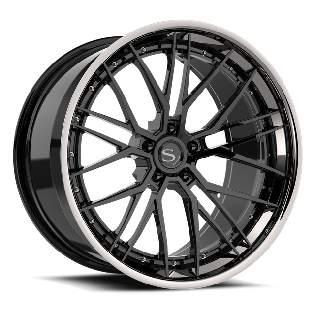 Savini SP-24L · hyperion sp 24 gloss black with chrome lip · angle 01