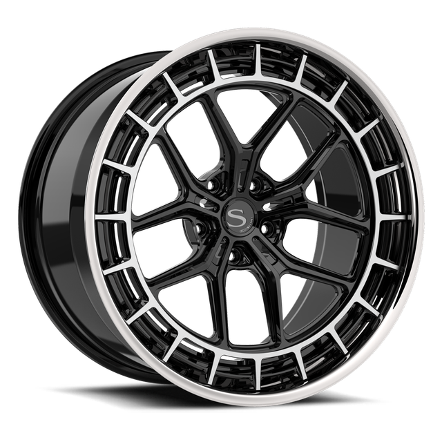 Savini SP-9L · hyperion sp 9 gloss black machined with chrome lip · angle 01