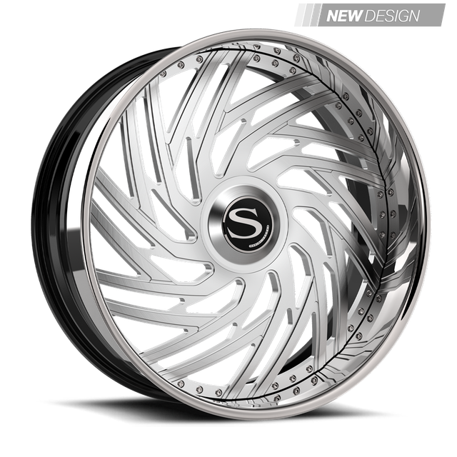 Savini SD-55 in brushed with chrome lip, gloss black with chrome lip