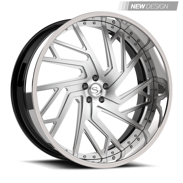 Savini SD-57 in brushed with chrome lip, gloss black with chrome lip