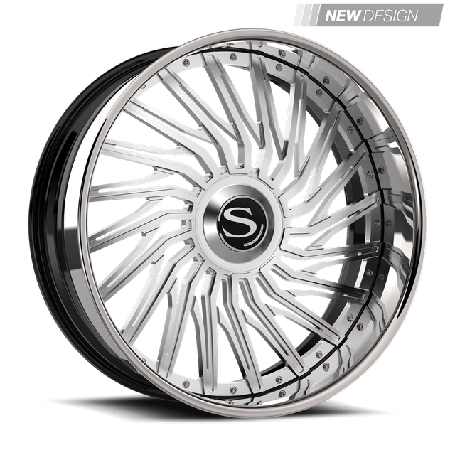 Savini SD-59 in brushed with chrome lip, chrome, gloss black with chrome lip, gold
