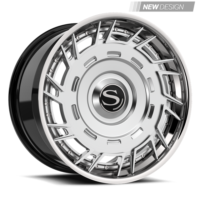 Savini SL14L in brushed, brushed with chrome lip, gloss black with chrome lip