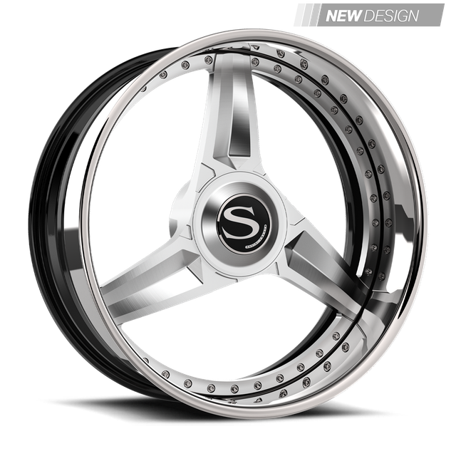Savini SV100 in brushed with chrome lip, chrome, gloss black with chrome lip, gloss black with machined face