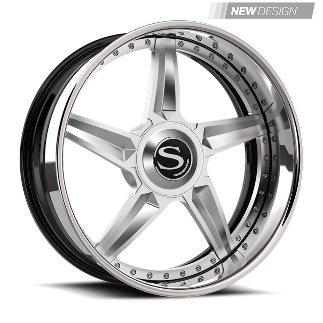 Savini SV101 in brushed with chrome lip, chrome, gloss black with chrome lip, gloss black with machined face