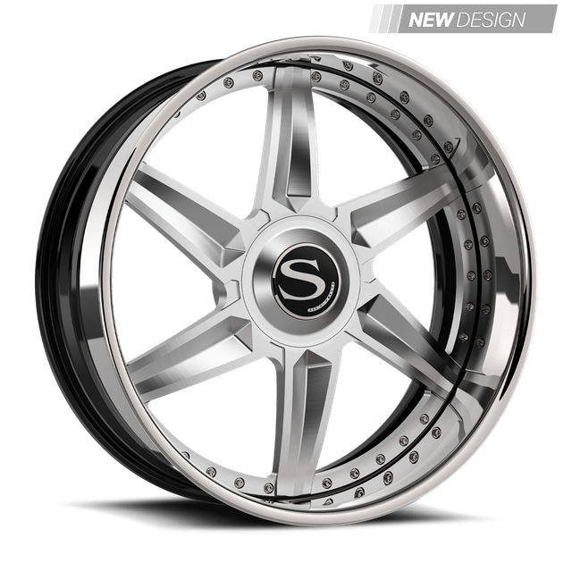 Savini SV102 in brushed with chrome lip, chrome, gloss black with chrome lip, gloss black with machined face