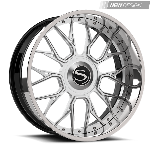 Savini SV96 in brushed with chrome lip, gloss black with chrome lip
