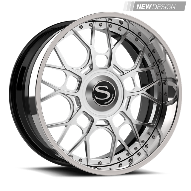 Savini SV97 in brushed with chrome lip, gloss black with chrome lip