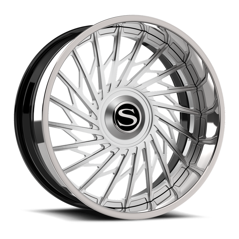 Savini SD-53 in brushed with chrome lip, gloss black with chrome lip