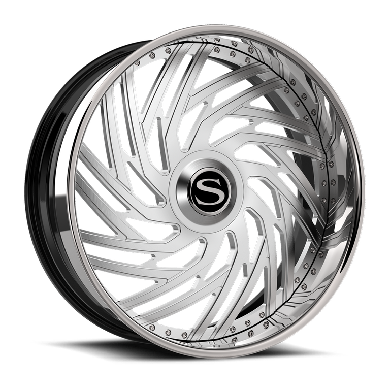 Savini SD-55 in brushed with chrome lip, gloss black with chrome lip