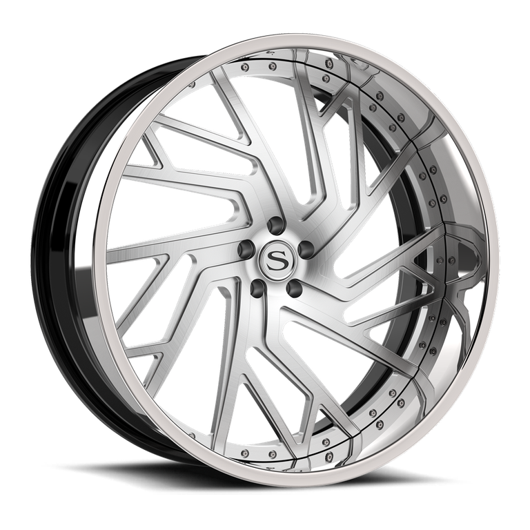 Savini SD-57 in brushed with chrome lip, gloss black with chrome lip