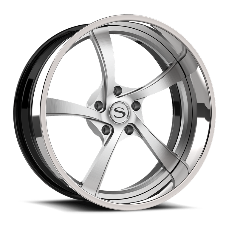 Savini SD-58 in brushed with chrome lip, gloss black with chrome lip