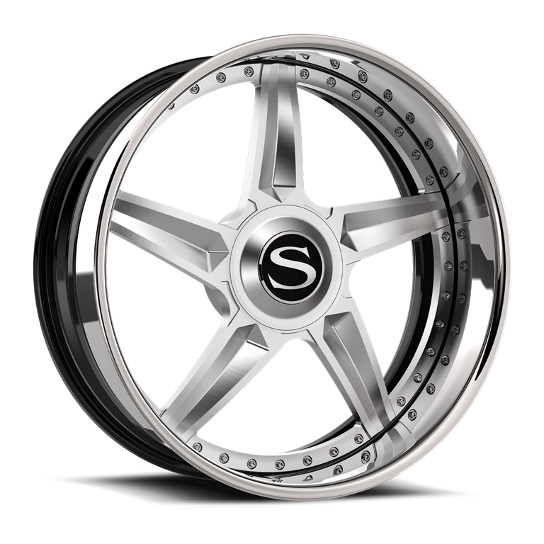 Savini SV101 in brushed with chrome lip · chrome · gloss black with chrome lip · gloss black with machined face