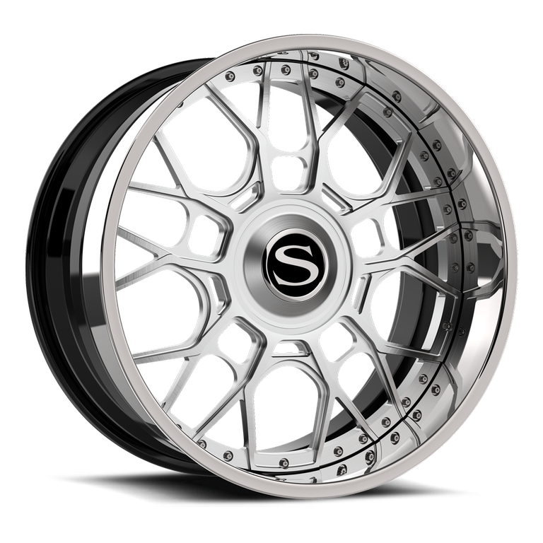 Savini SV97 in brushed with chrome lip, gloss black with chrome lip
